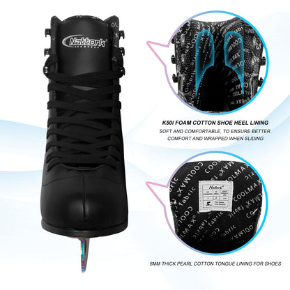 Patines artísticos para hielo Nattork: cuchillas BLANCAS y de colores