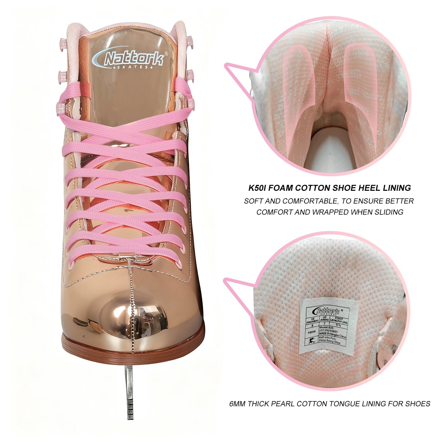 Patines artísticos para hielo Nattork, azul y rosa