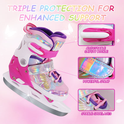Nattork Adjustable Ice Skates for Kids - Fairy Wing Viva Magenta