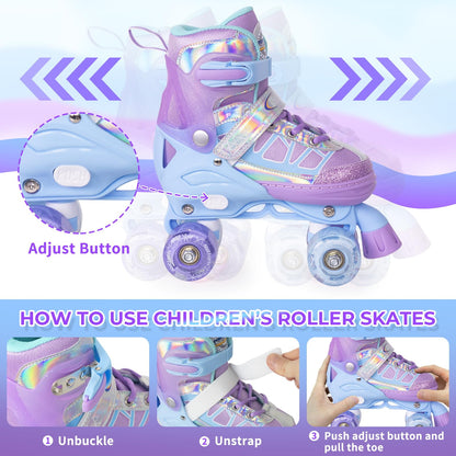 Nattork Adjustable Roller Skates for Kids - Lavender