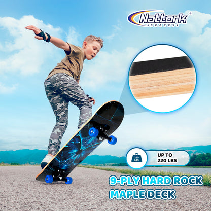 Nattork Skateboards 31 Inch - Bule Butterfly