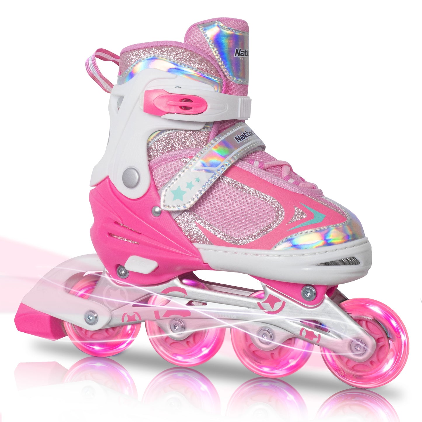 Nattork Adjustable Inline Skates for Kids - Pink