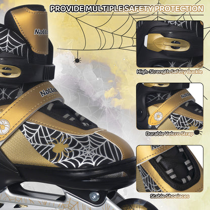 Nattork SPIDER Adjustable Inline Skates for Kids - Black & Gold