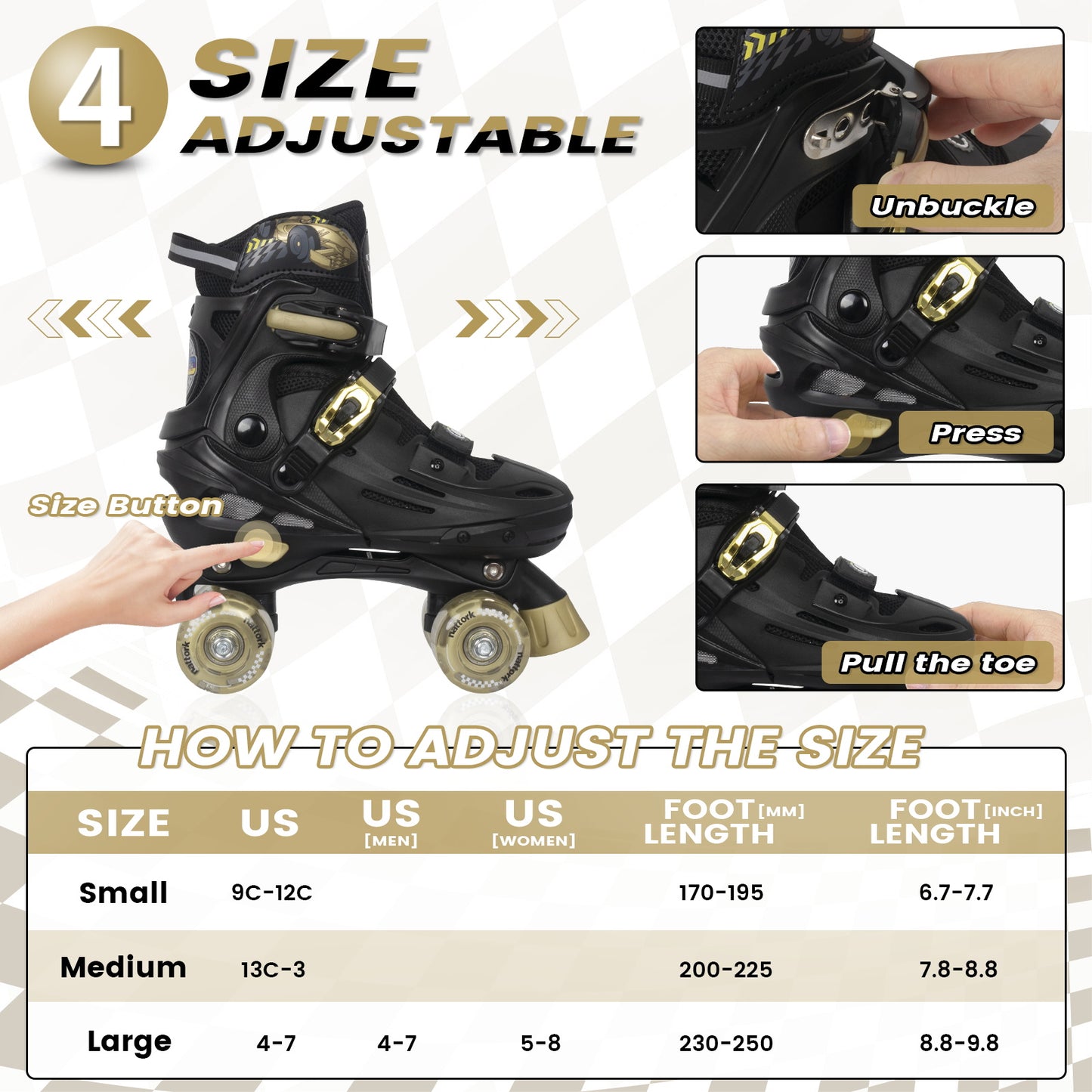 Patines en línea ajustables Nattork BLADE RACERS - Dorado