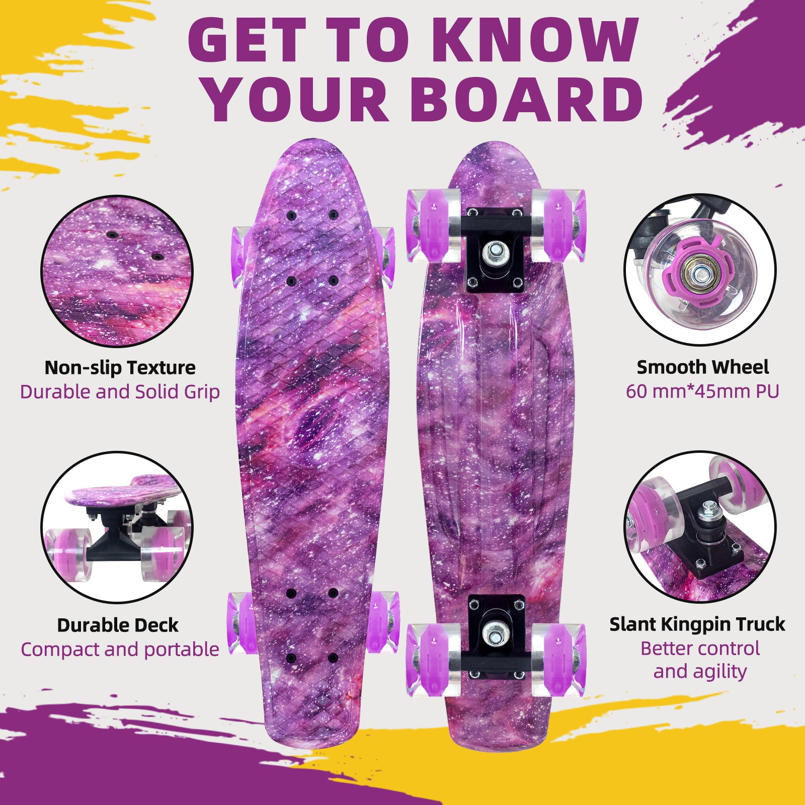 Nattork Classic 22 Mini Cruiser Skateboard - Purple – NattorkSkates