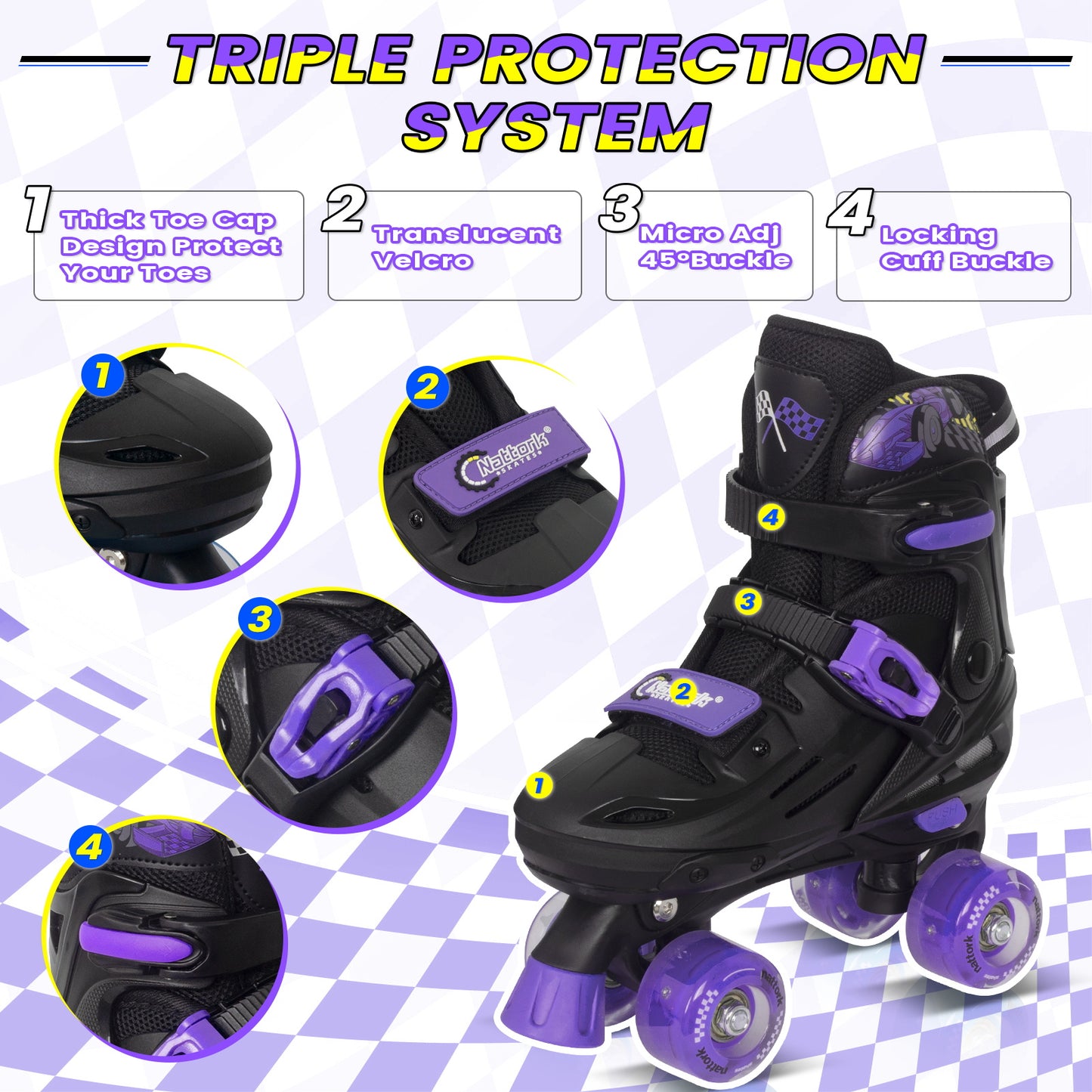 Patines en línea ajustables Nattork BLADE RACERS - Dorado
