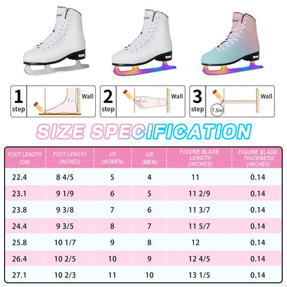 Patines artísticos para hielo Nattork: cuchillas BLANCAS y de colores