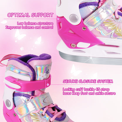 Nattork Adjustable Ice Skates for Kids - Fairy Wing Viva Magenta