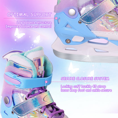 Nattork Adjustable Ice Skates for Kids - Fairy Wing Lavender