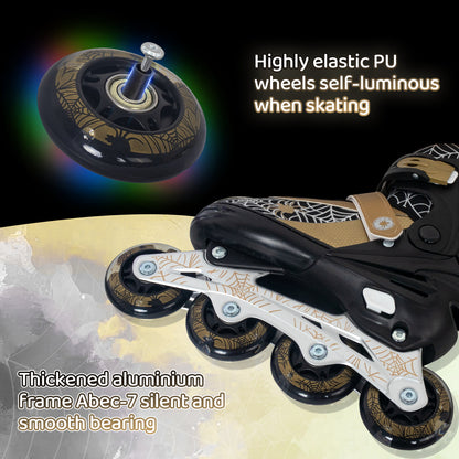 Nattork SPIDER Adjustable Inline Skates for Kids - Black & Gold