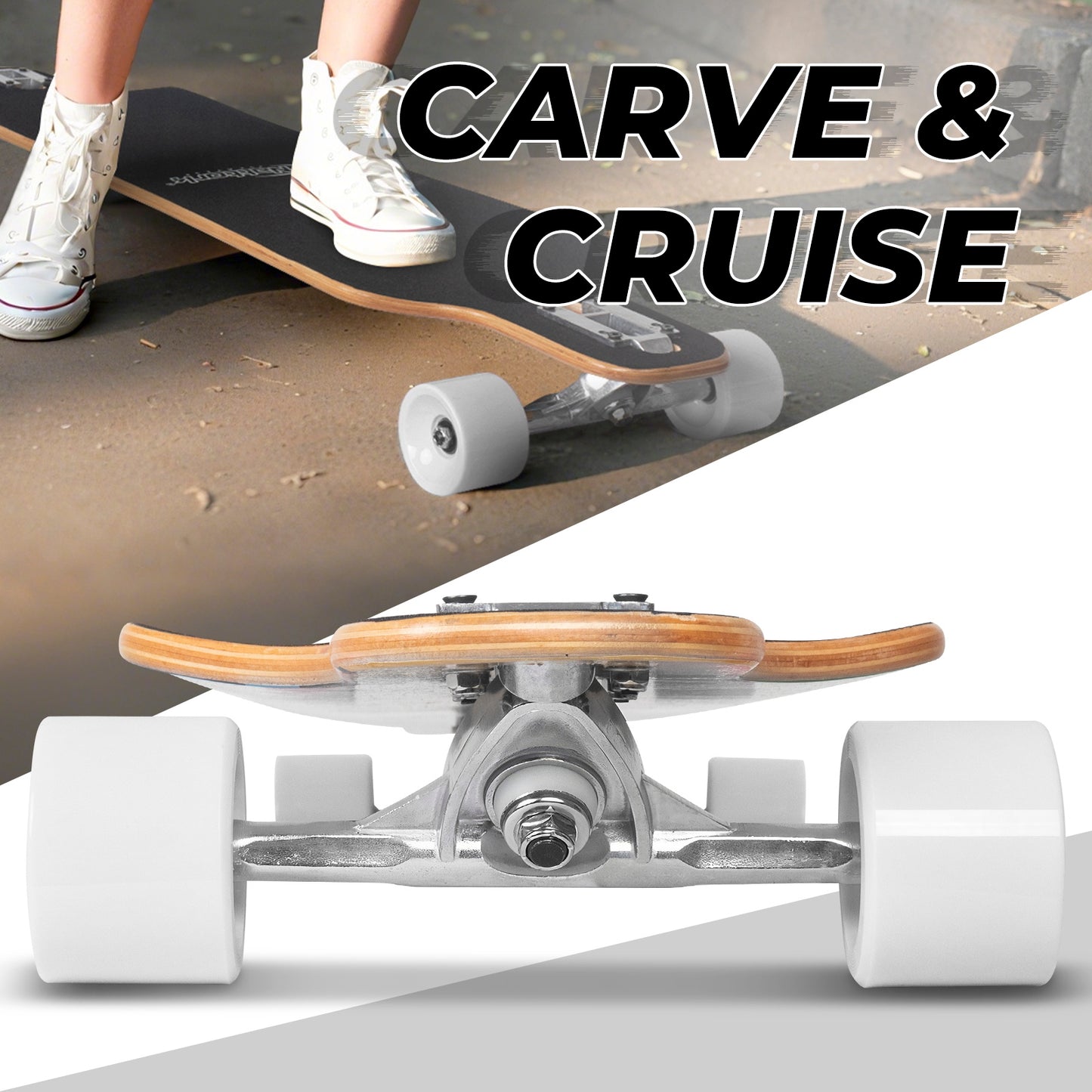 Nattork Long Distance Longboard Skateboard for Adults & Kids - Skeletal Bird