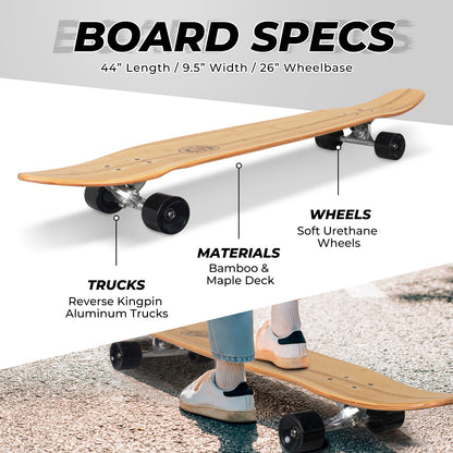 Nattork Long Distance Longboard Skateboard for Adults & Kids - Ink Bloc