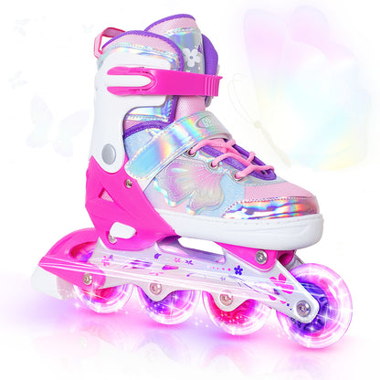 Patines en línea ajustables Nattork para niños - Fairy Wing Viva Magenta