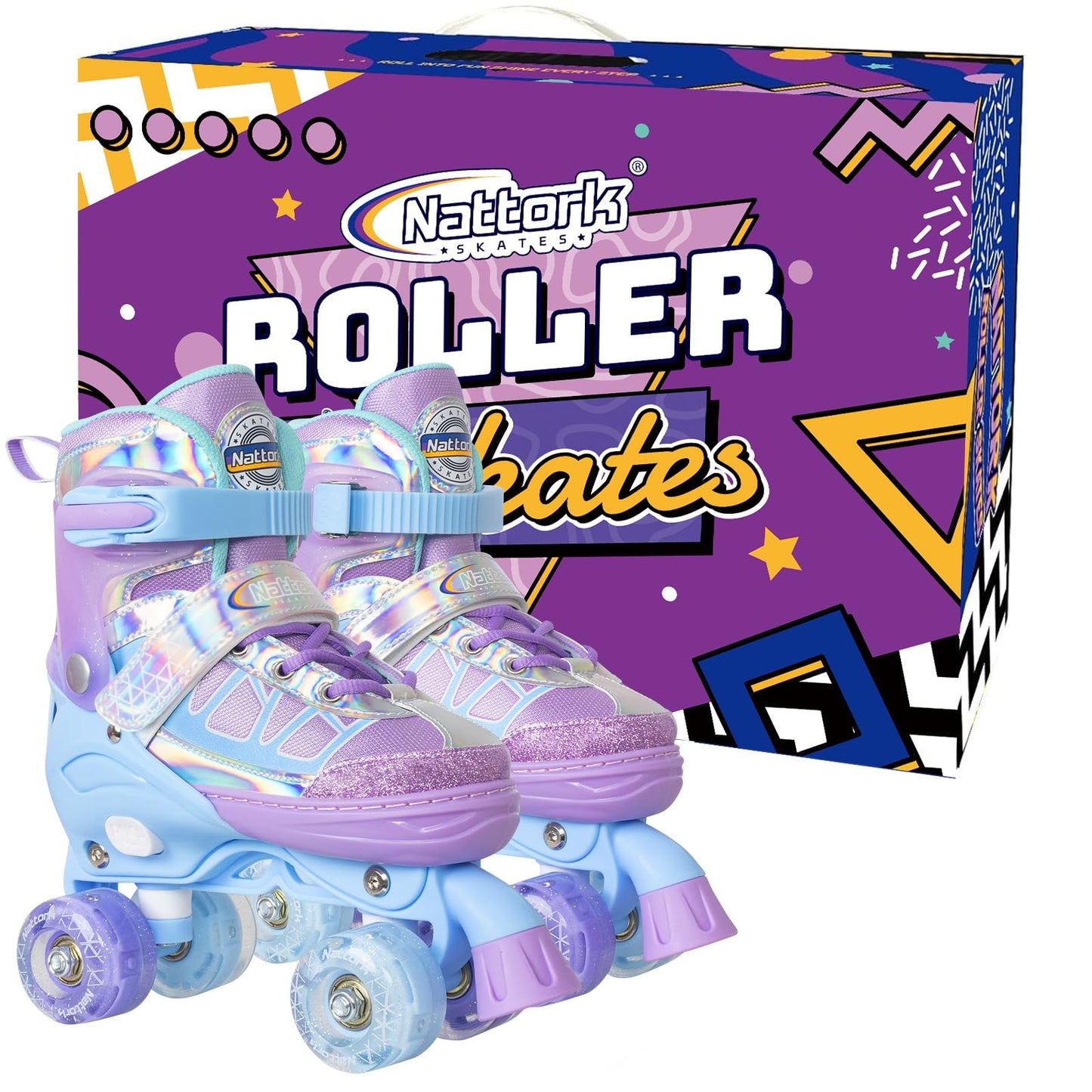 Nattork Adjustable Roller Skates for Kids - Lavender
