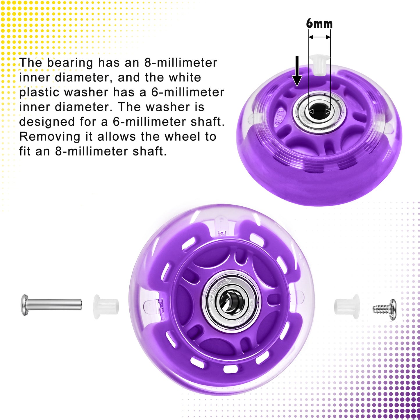 Nattork Light up Inline Skate Wheels - Purple