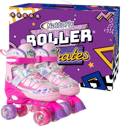 Nattork Adjustable Roller Skates for Kids - Rose Red