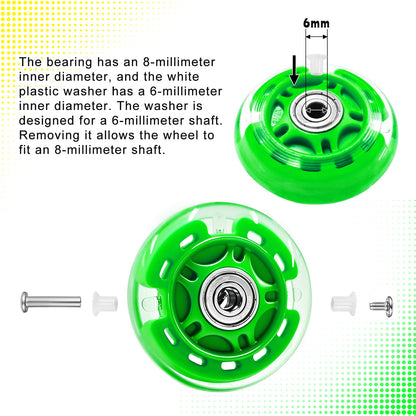 Nattork Light up Inline Skate Wheels - Green