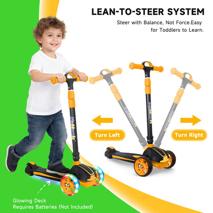 Nattork Foldable Light-Up 3-Wheel Scooter for Kids Ages 3–12 - Orange
