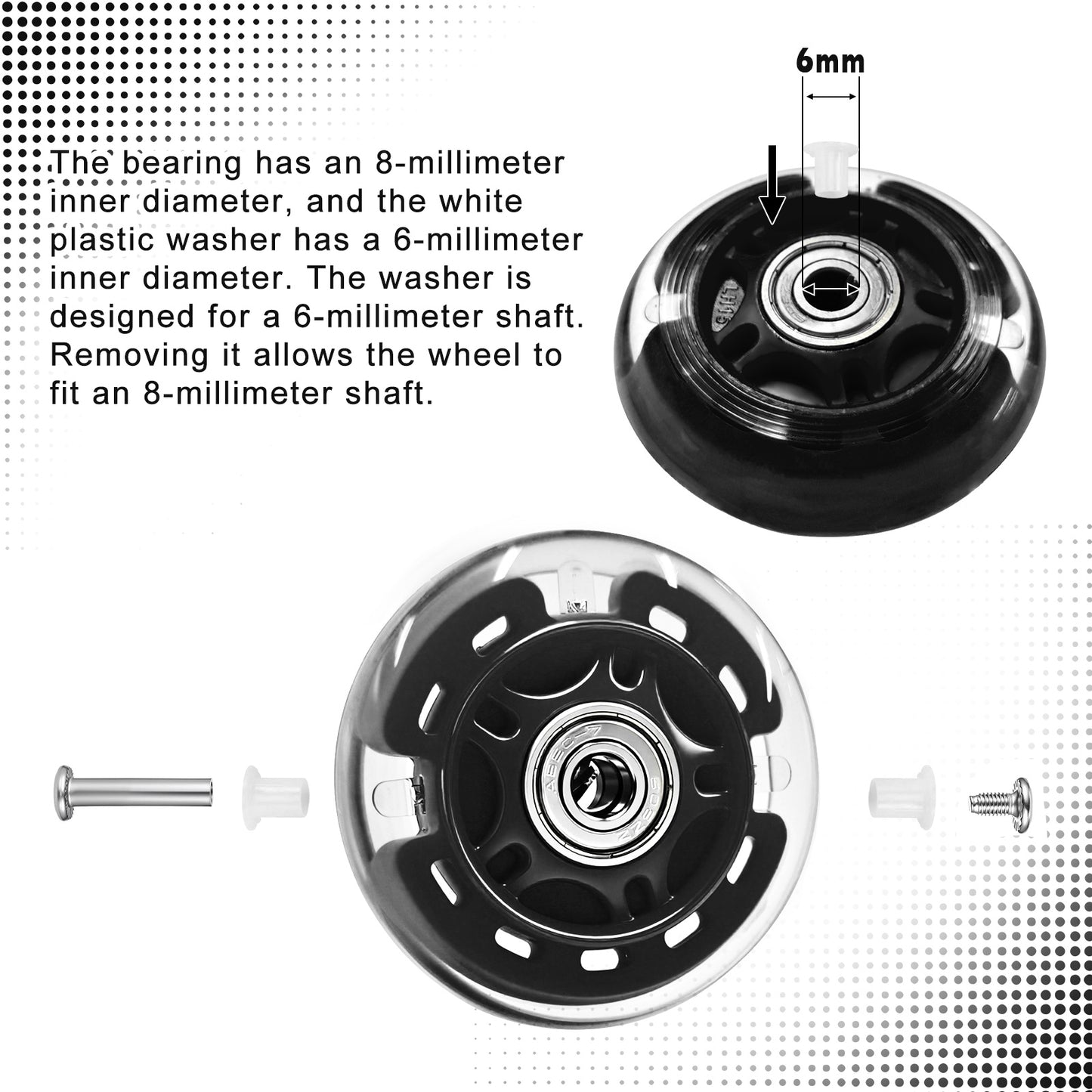 Nattork Light up Inline Skate Wheels - Black