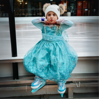 Nattork Adjustable Ice Skates for Kids - Blue Snow Flake