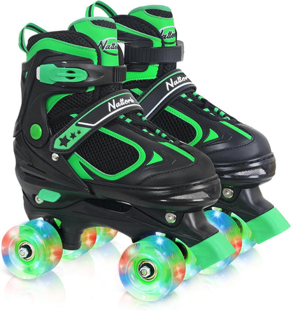 Nattork Adjustable Roller Skates for Kids-Green