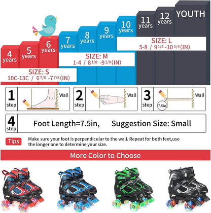 Nattork Adjustable Roller Skates for Kids-Green