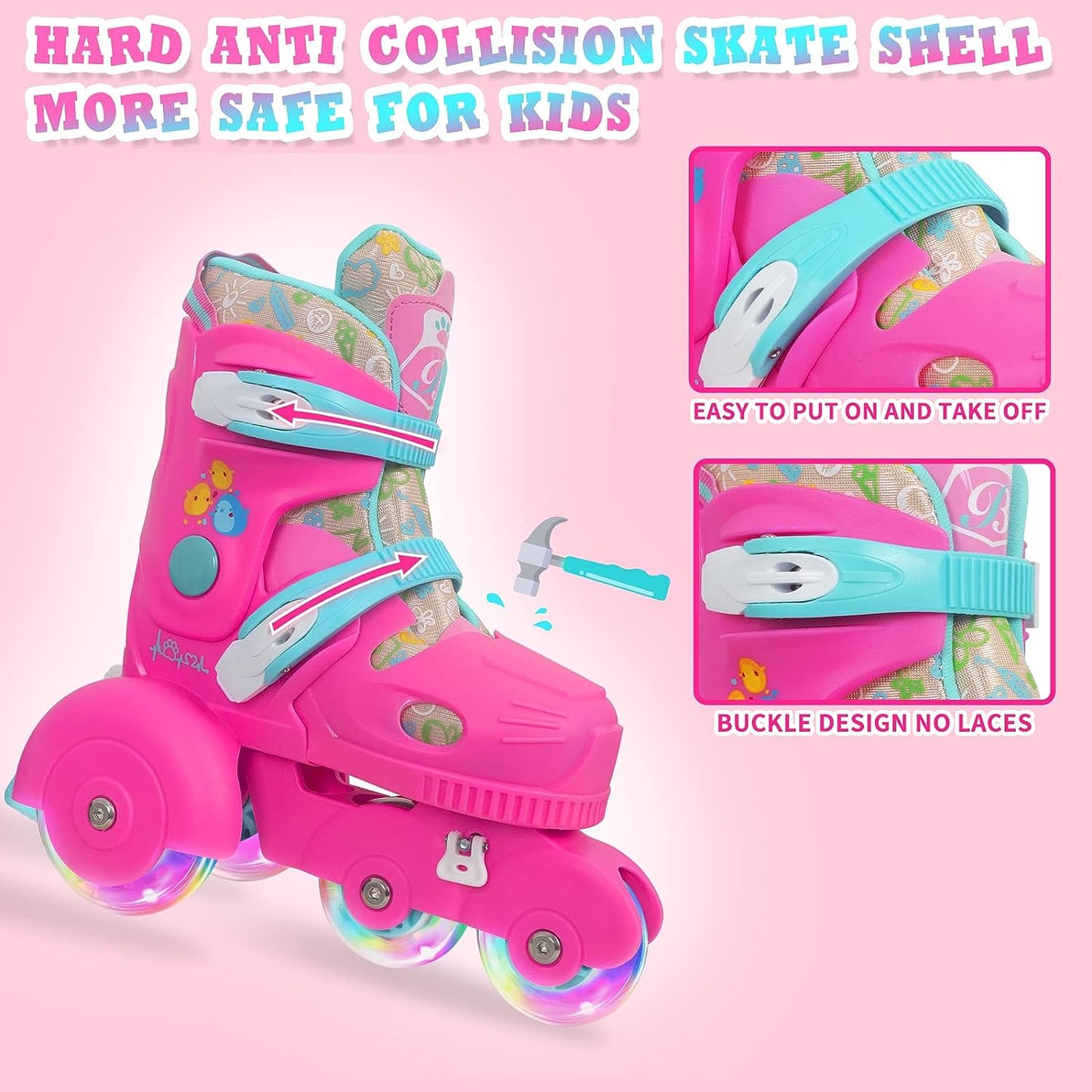Roller Skates for Kids Girl - Pink