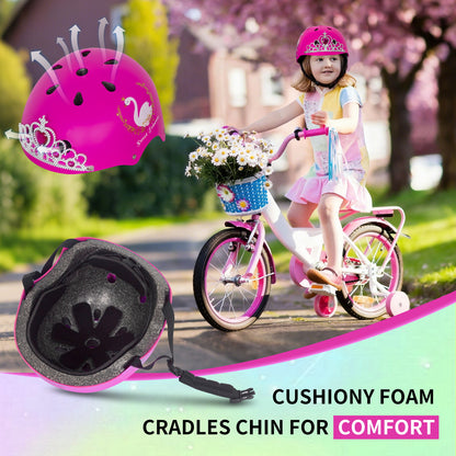 Nattork Skate Helmet Protective Gear for Kids - Rose Princess