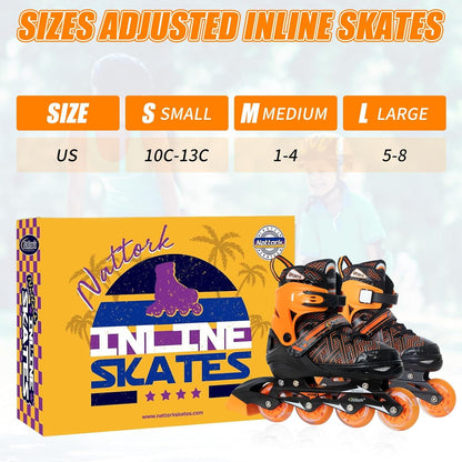 Nattork Adjustable Inline Skates for Kids Orange