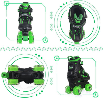 Nattork Adjustable Roller Skates for Kids-Green