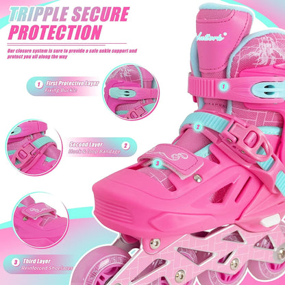 Patines en línea ajustables Nattork para niños en color rojo