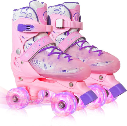 Nattork Adjustable Roller Skates for Kids - Pink