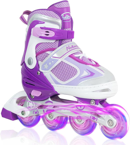 Nattork Adjustable Inline Skates for Kids Purple