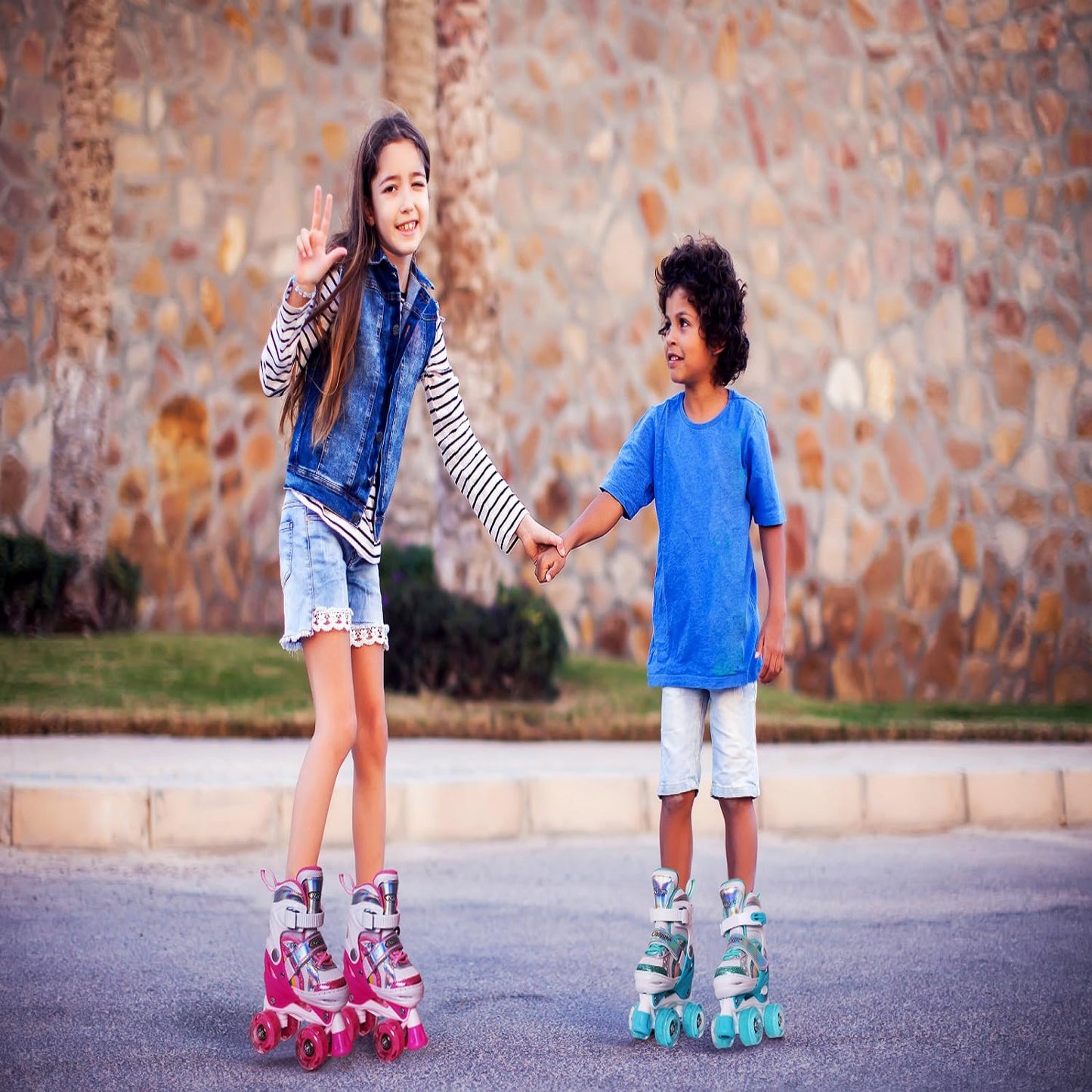 Nattork Adjustable Roller Skates for Kids - Pink
