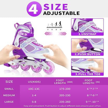 Nattork Adjustable Inline Skates for Kids Purple