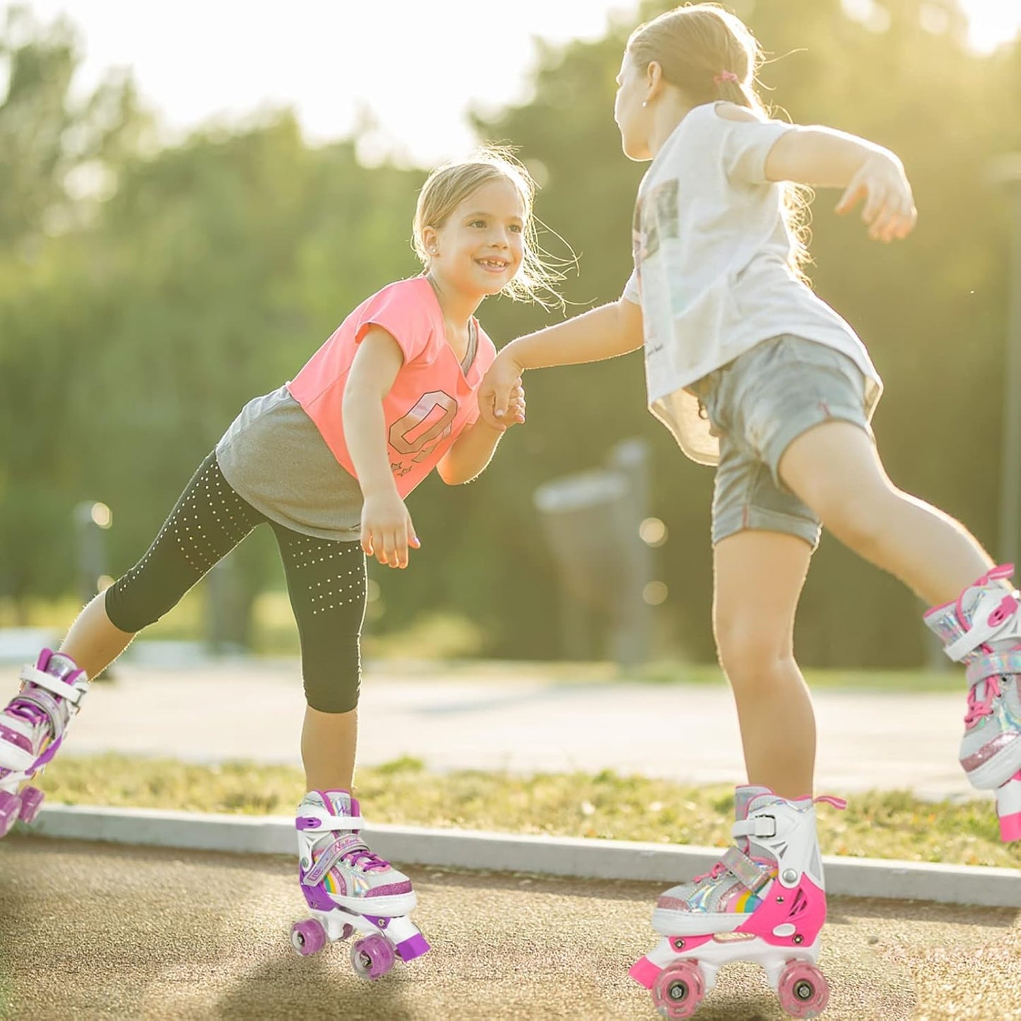 Nattork Adjustable Roller Skates for Kids - Pink