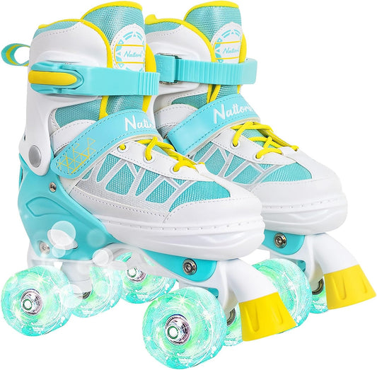 Nattork Adjustable Roller Skates for Kids - Teal