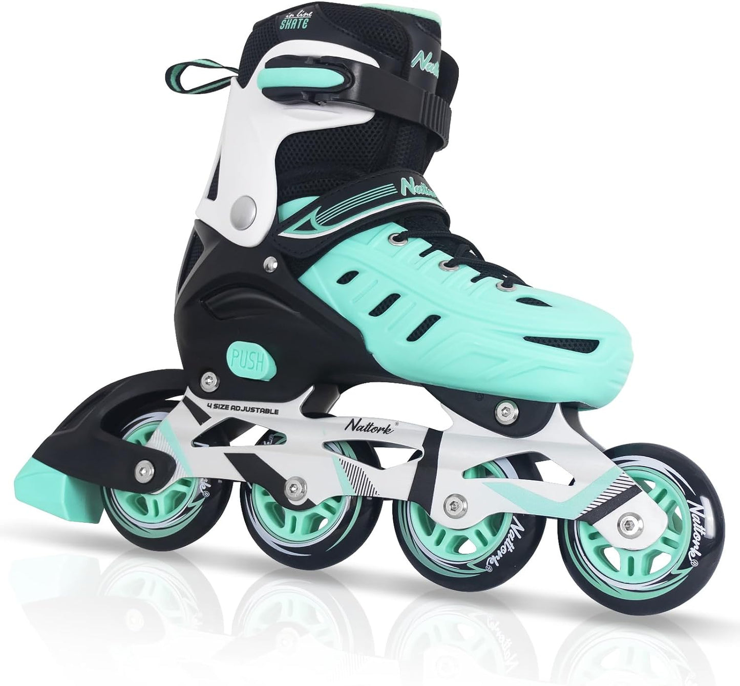 Patines en línea ajustables Nattork para adultos en color verde azulado
