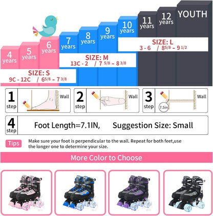 Nattork Adjustable Roller Skates for Kids - Purple