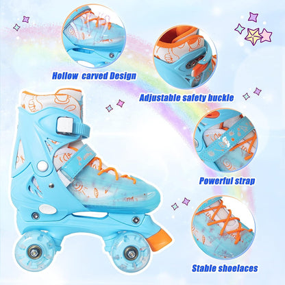 Nattork Adjustable Roller Skates for Kids - Blue