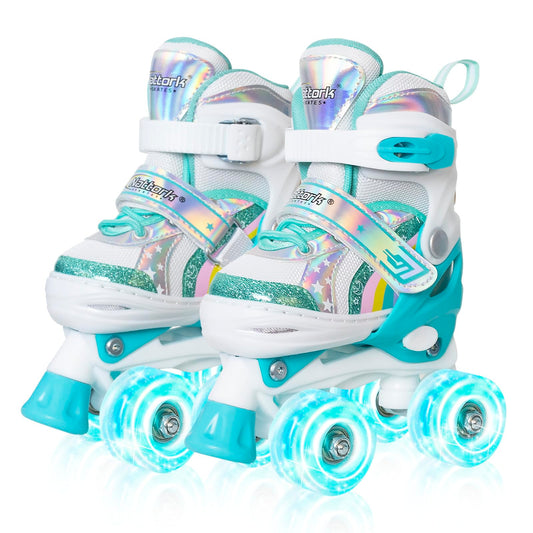 Nattork Adjustable Roller Skates for Kids - Teal