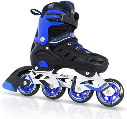 Patines en línea ajustables Nattork para niños y adultos, color azul