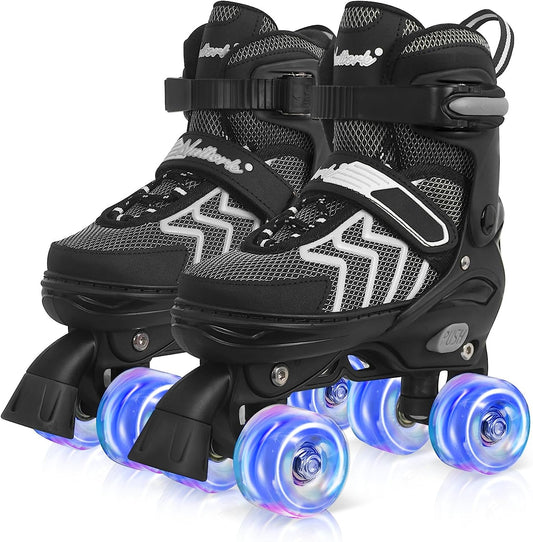 Nattork Adjustable Roller Skates for Kids - Black