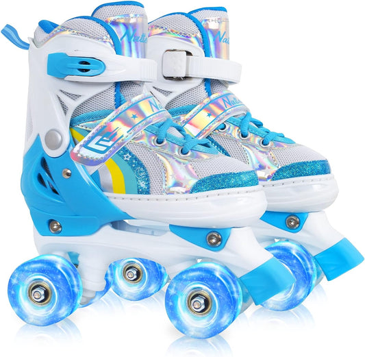Nattork Adjustable Roller Skates for Kids - Blue