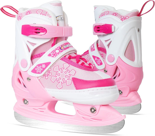 Patines de hielo ajustables Nattork para niños - Copo de nieve rosa
