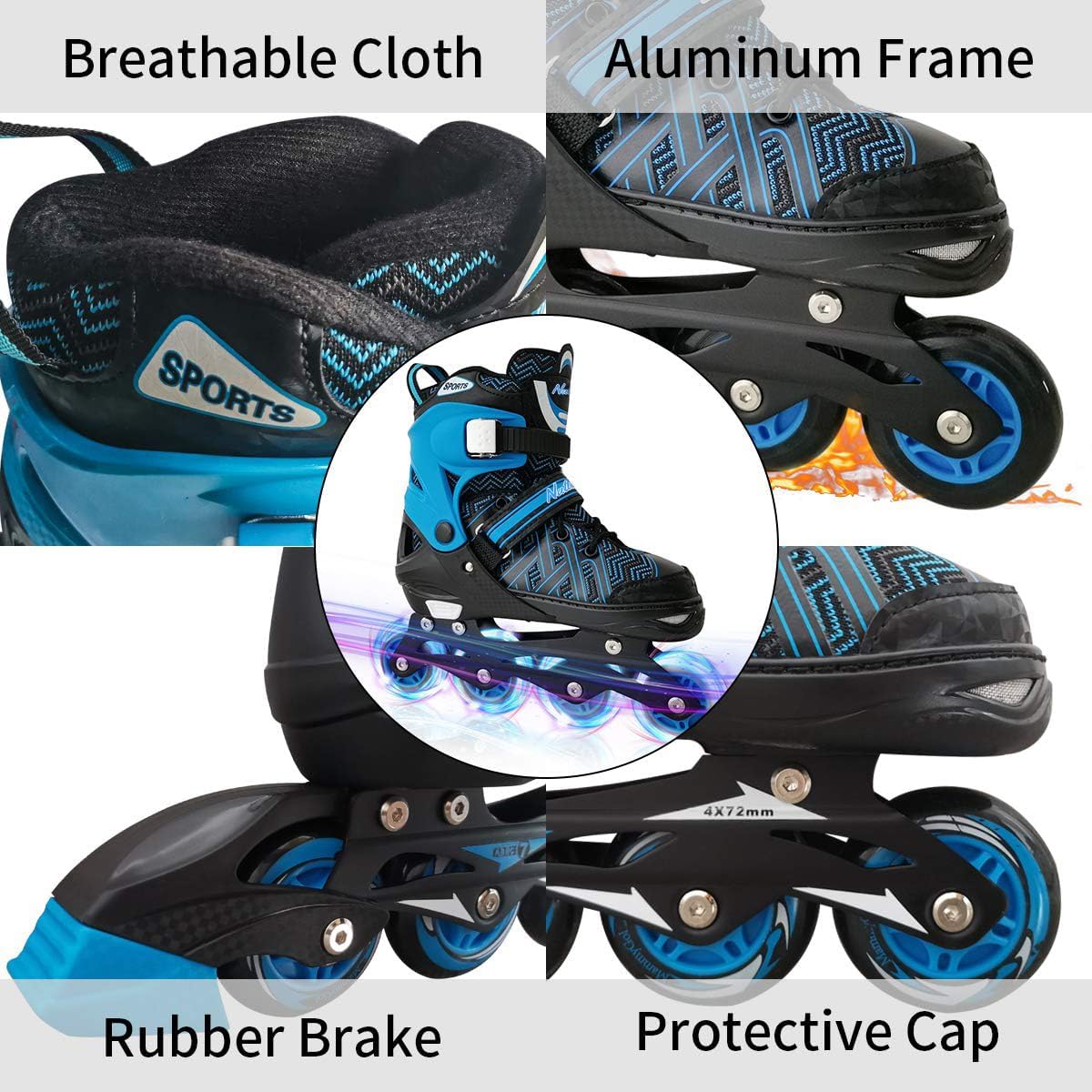 Nattork Adjustable Inline Skates for Kids Blue NattorkSkates