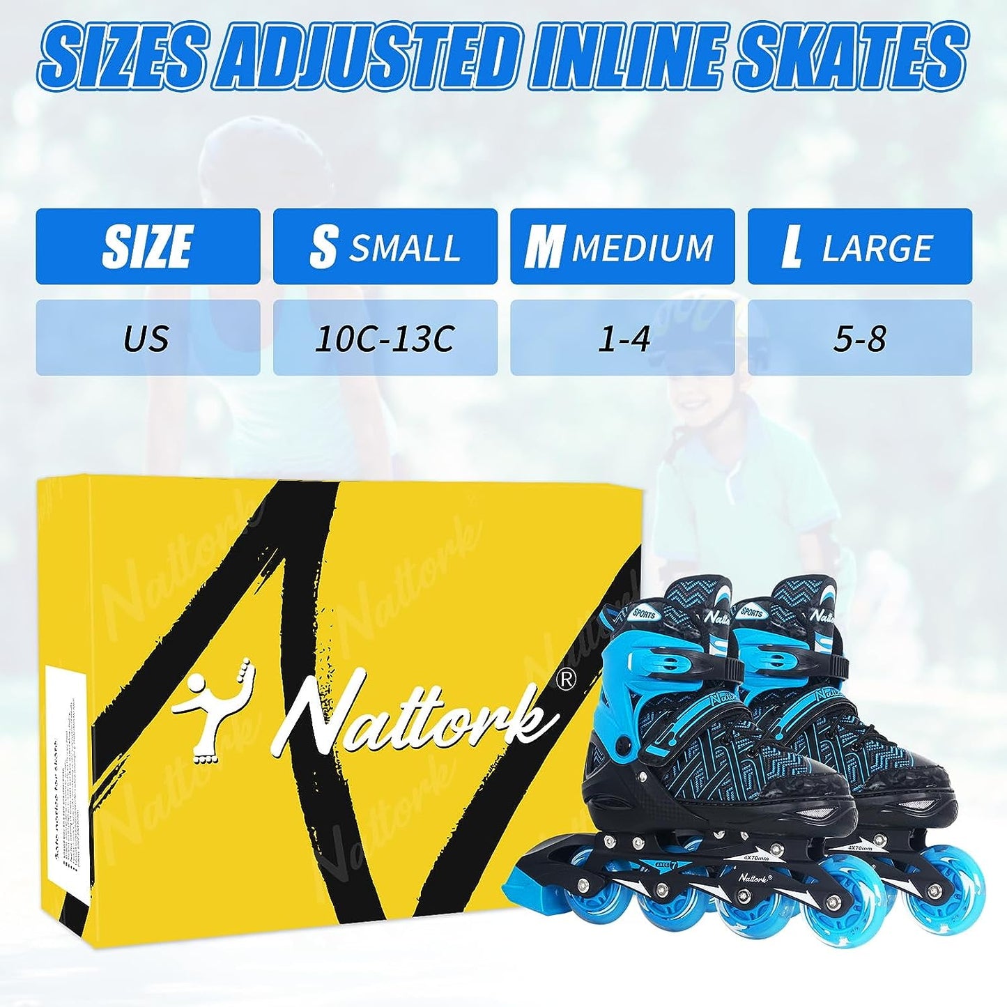 Patines en línea ajustables Nattork para niños en color azul