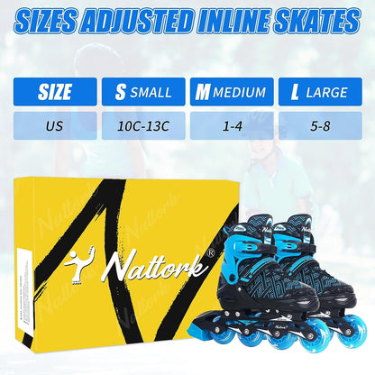 Nattork Adjustable Inline Skates for Kids Blue