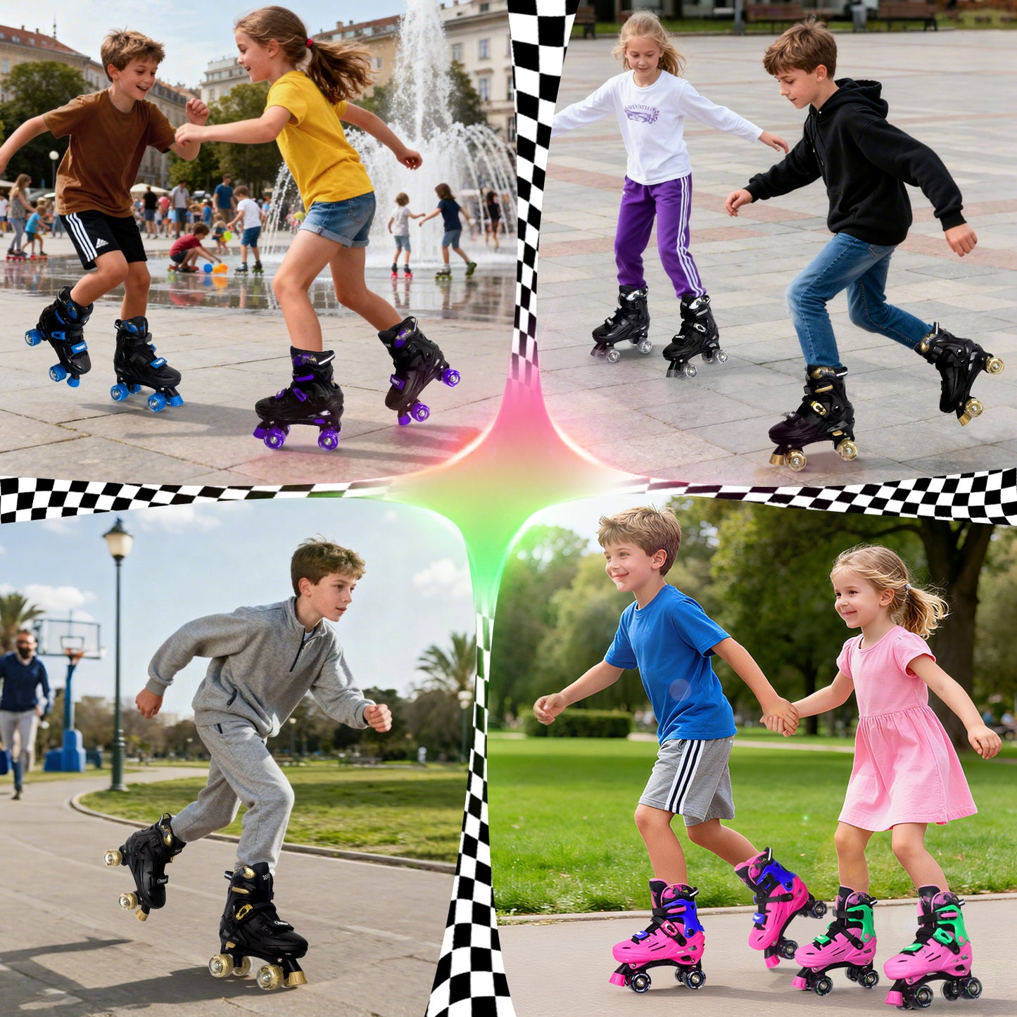 Patines en línea ajustables Nattork BLADE RACERS - Dorado