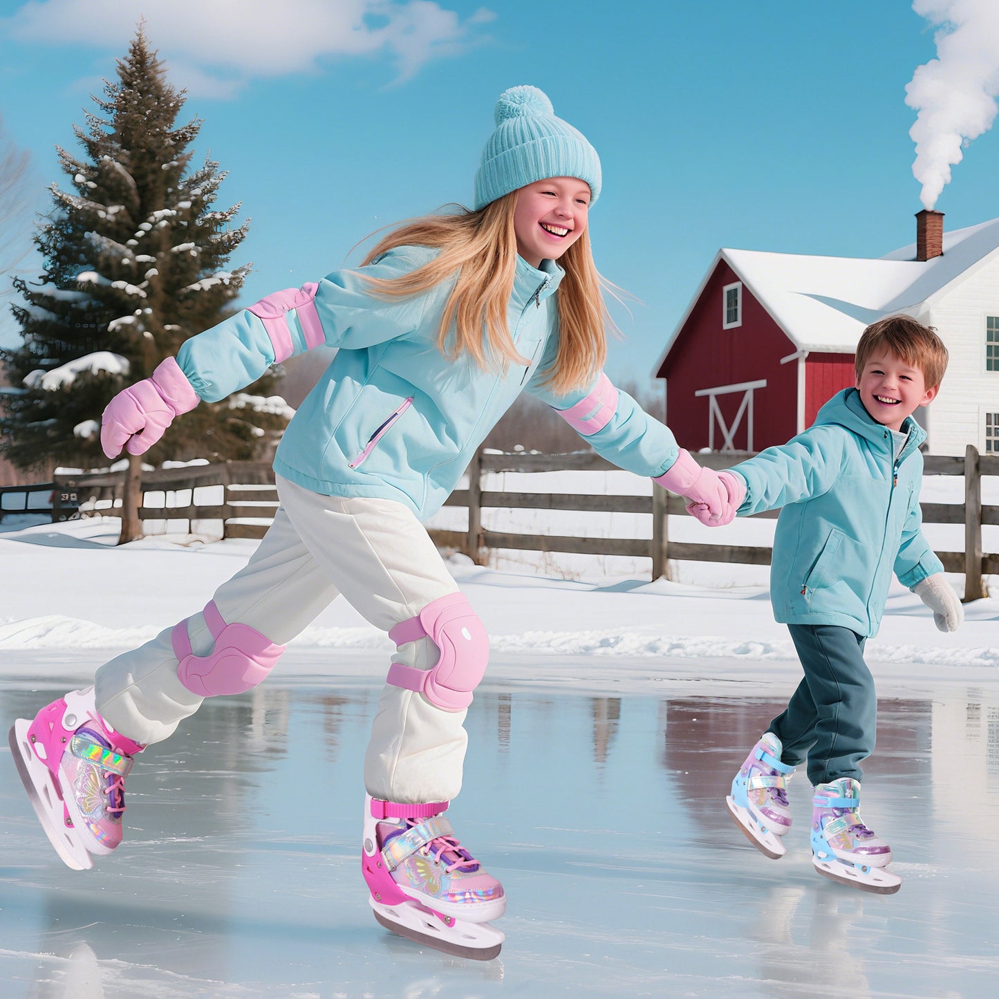 Nattork Adjustable Ice Skates for Kids - Fairy Wing Viva Magenta